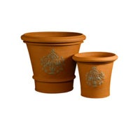 鳥のモチーフが描かれたウィッチフォードの植木鉢の写真