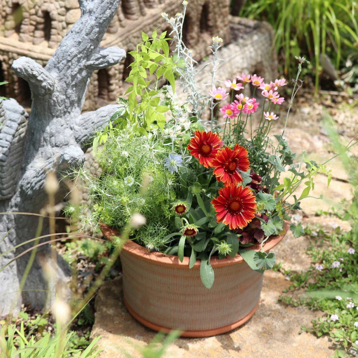 ウィッチフォードの植木鉢に花を植えこんだ写真